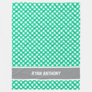 Green Watercolor Gingham Kariert Checkname Fleecedecke