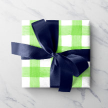 Green Watercolor Gingham Wrapping Paper