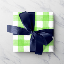 Green Watercolor Gingham Wrapping Paper Geschenkpapier
