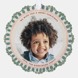 Green Watercolor Happy Fringe Circle Ornament Karte