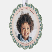 Green Watercolor Happy Fringe Circle Ornament Karte (Links)