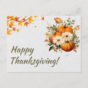 Green Watercolor Illustration Happy Thanksgiving Feiertagspostkarte