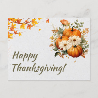 Green Watercolor Illustration Happy Thanksgiving Feiertagspostkarte