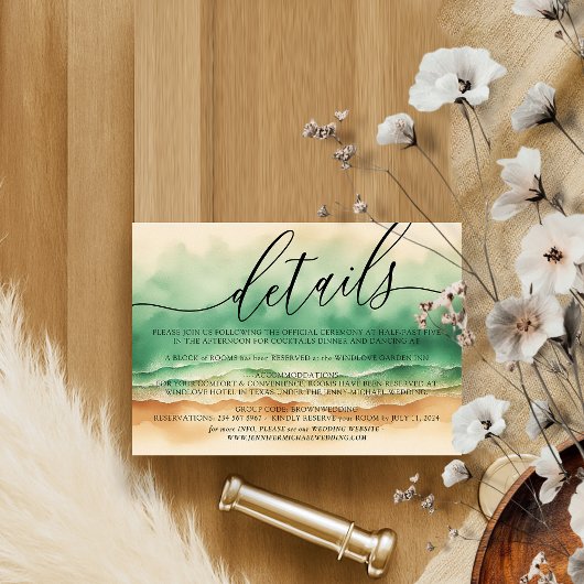 Green Watercolor im Ocean Beach Elegante RSVP Karte