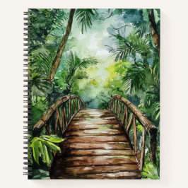 GREEN WATERCOLOR JUNGLE BRIDGE NOTIZBLOCK