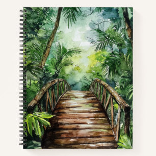 GREEN WATERCOLOR JUNGLE BRIDGE NOTIZBLOCK