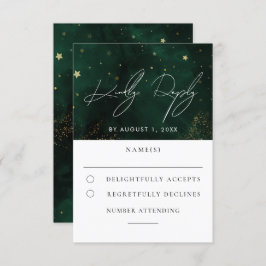 Green Watercolor Magical Gold Wedding RSVP
