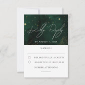 Green Watercolor Magical Gold Wedding RSVP Karte (Vorderseite)