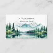 Green Watercolor Mountain Adventure Guide Qr Code  Visitenkarte (Vorderseite)