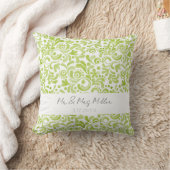 Green Watercolor Mr&Mrs NAME Wedding DATE Elegant Kissen (Decke)