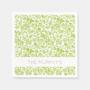Green Watercolor Muster NAME Lovely Spring Fun Serviette