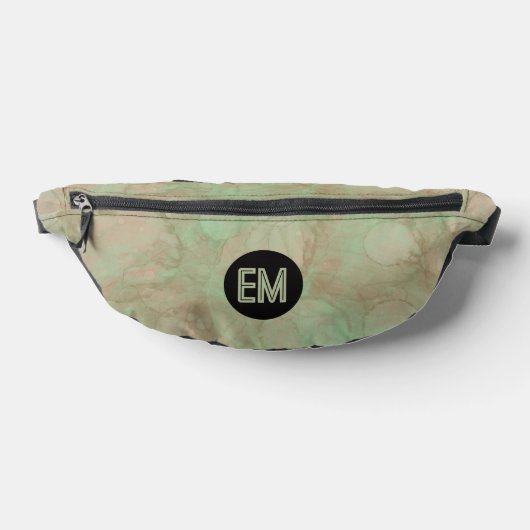 Green Watercolor Paint Circles Initials Monogramed Bauchtasche (Ablage )