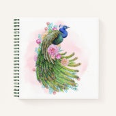 Green Watercolor Peacock Beauty – Artistic Spiral  Notizblock (Vorderseite)