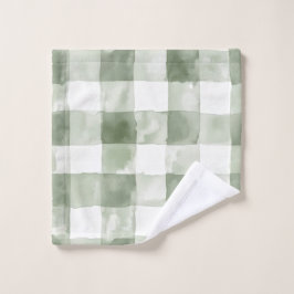 Green Watercolor Plaid Gingham Waschlappen