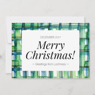 Green Watercolor Plaid Merry Christmas Card Feiertagskarte