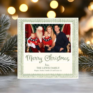 Green Watercolor Scallop Pattern Christmas Feiertagskarte