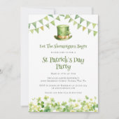Green Watercolor Shamrock St Patrick's Day Party Einladung (Vorderseite)