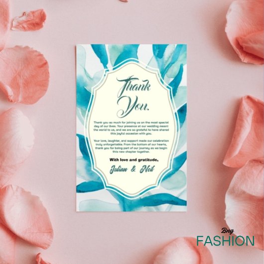 Green Watercolor Simple Wedding Dankeskarte