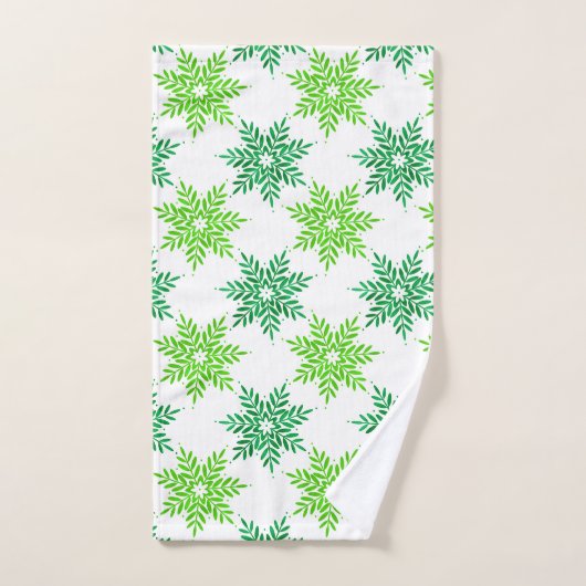 Green Watercolor Snowflake Muster Badhandtuch Set (Handtuch)