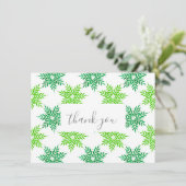 Green Watercolor Snowflake Muster Dankeskarte (Stehend Vorderseite)