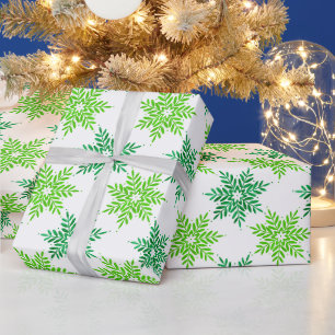 Green Watercolor Snowflake Muster Geschenkpapier