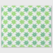 Green Watercolor Snowflake Muster Geschenkpapier (Flach)
