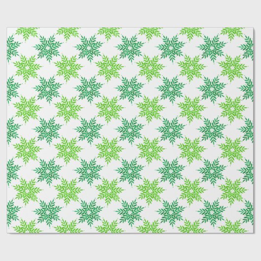 Green Watercolor Snowflake Muster Geschenkpapier (Flach)