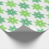 Green Watercolor Snowflake Muster Geschenkpapier (Ecke)