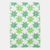 Green Watercolor Snowflake Muster Geschirrtuch (Vertikal)