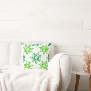 Green Watercolor Snowflake Muster Kissen