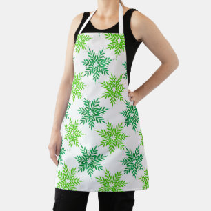 Green Watercolor Snowflake Muster Schürze