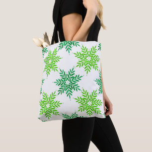 Green Watercolor Snowflake Muster Tasche