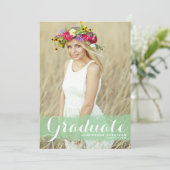 Green Watercolor Splash Foto Abschluss Einladung (Stehend Vorderseite)