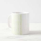 Green Watercolor Stripes and Rose Flower Kaffeetasse (Vorderseite Links)