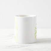Green Watercolor Stripes and Rose Flower Kaffeetasse (Mittel)