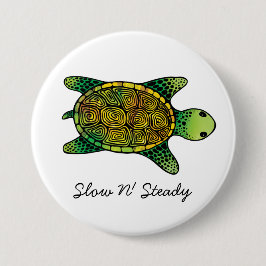 Green Watercolor Tinte Gezeichnet Schildkröte Button