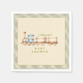 Green Watercolor Train Baby Dusche Serviette (Vorderseite)