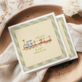 Green Watercolor Train Baby Dusche Serviette