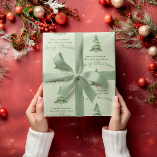 Green Watercolor Tree Custom Christmas Geschenkpapier Set