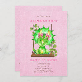 Green Watercolor Triceratops Girl Baby Dusche Einladung