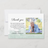 Green Watercolor Wash Foto Beerdigung Danke Karte (Vorderseite)