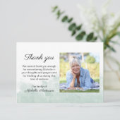 Green Watercolor Wash Foto Beerdigung Danke Karte (Stehend Vorderseite)
