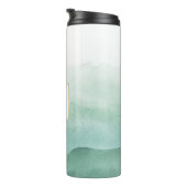 Green Watercolor Waves Monogram Tumbler Thermosbecher (Nach rechts gedreht)