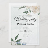 Green watercolor wedding party einladung (Vorne/Hinten)