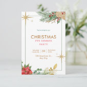 Green Watercolor Weihnachtsabend Abendessen Party Einladung (Stehend Vorderseite)