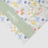 Green Watercolor Wildflower Name Seidenpapier (Ausschnitt)