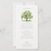 Green Watercolor Willow Tree Wedding Menu Card Dankeskarte (Vorderseite)