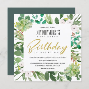 GREEN WATERCOLOR WREATH FOLIAGE ALTER GEBURTSTAG EINLADUNG