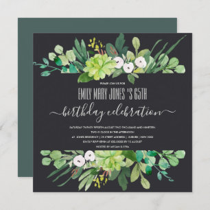 GREEN WATERCOLOR WREATH FOLIAGE ALTER GEBURTSTAG EINLADUNG