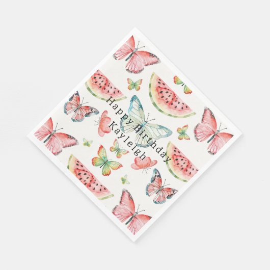 Green Watermelon Birthday Serviette (Ecke)